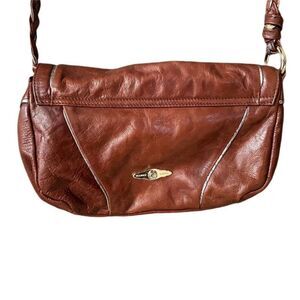 Elliot Lucca Brown Genuine Leather Purse, Brown Braided Strap